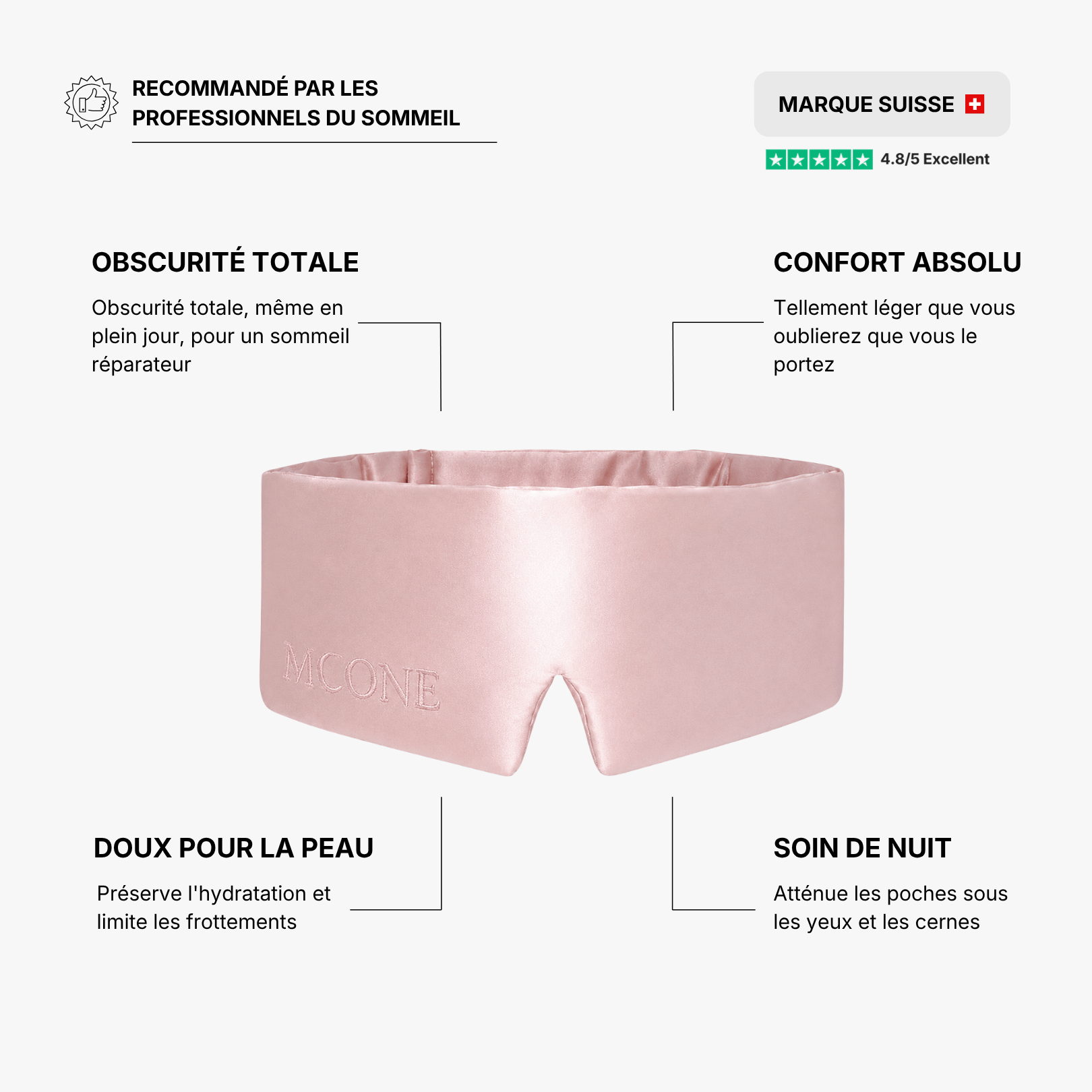 Masque de nuit 100% soie de mûrier