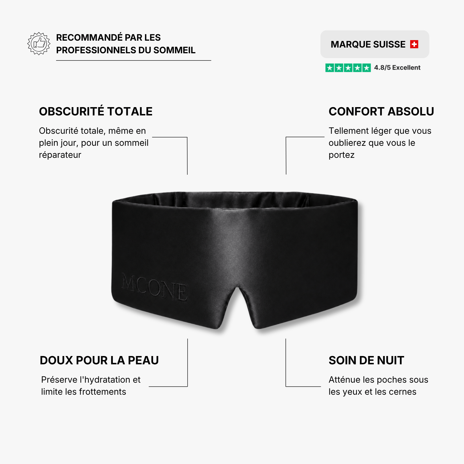 Masque de nuit 100% soie de mûrier