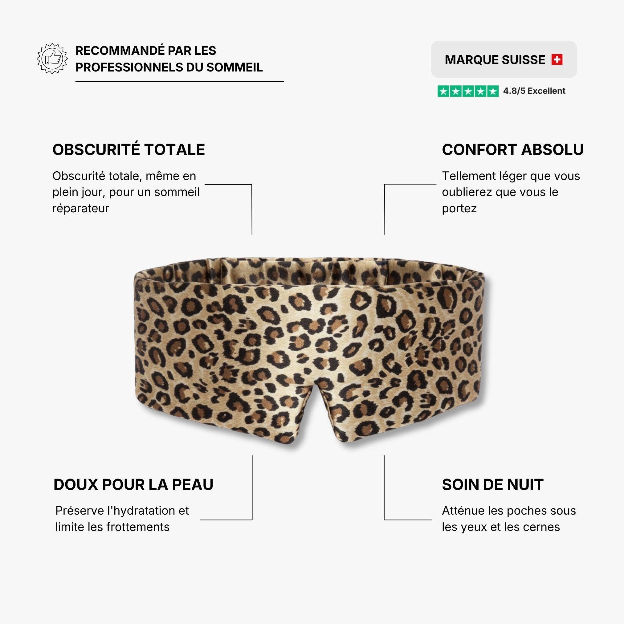 Masque de nuit 100% soie de mûrier