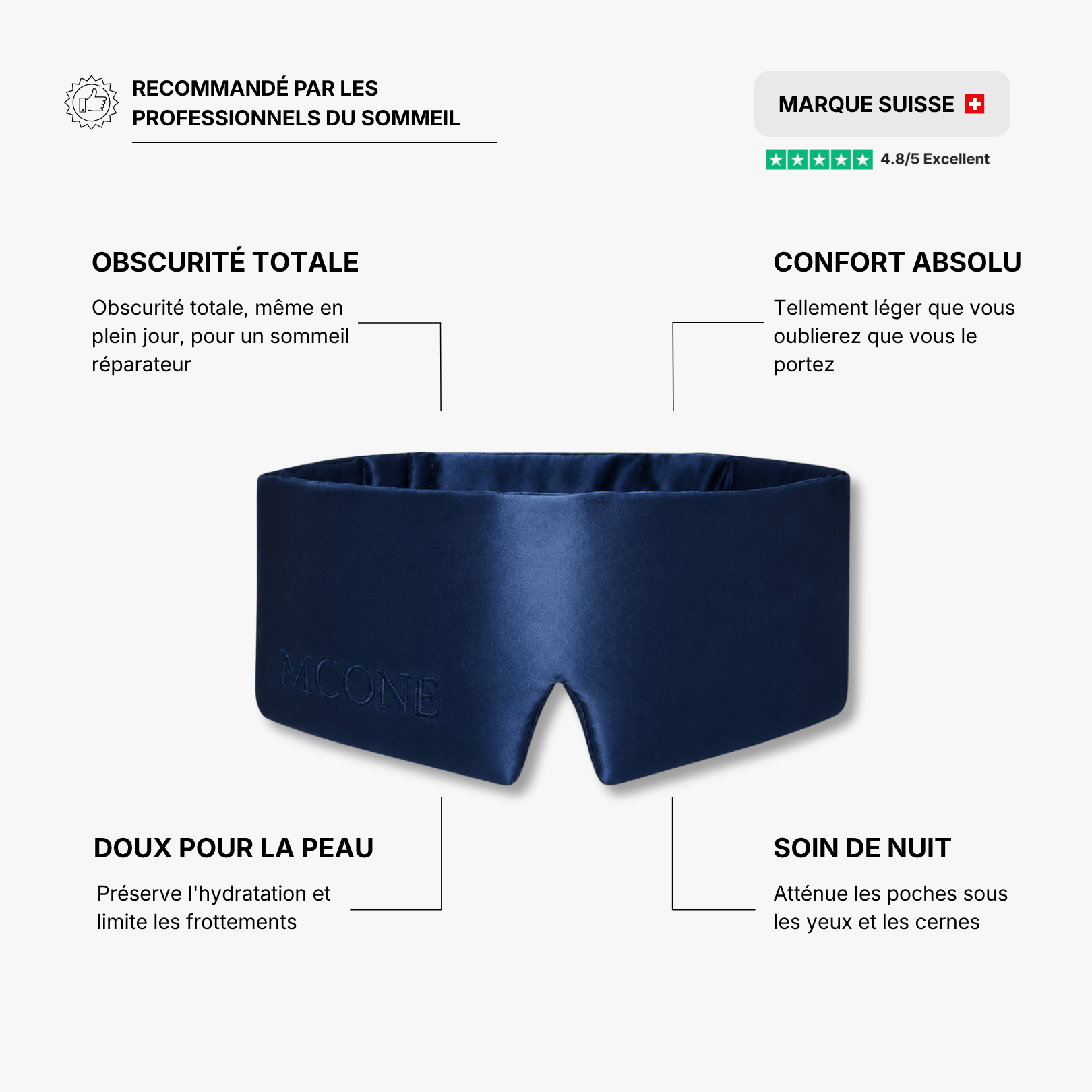 Masque de nuit 100% soie de mûrier