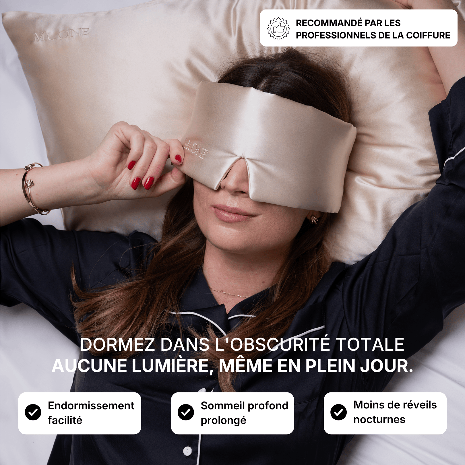 Masque de nuit 100% soie de mûrier
