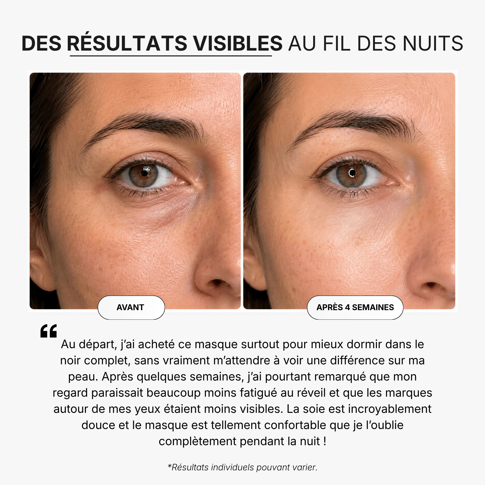 Masque de nuit 100% soie de mûrier