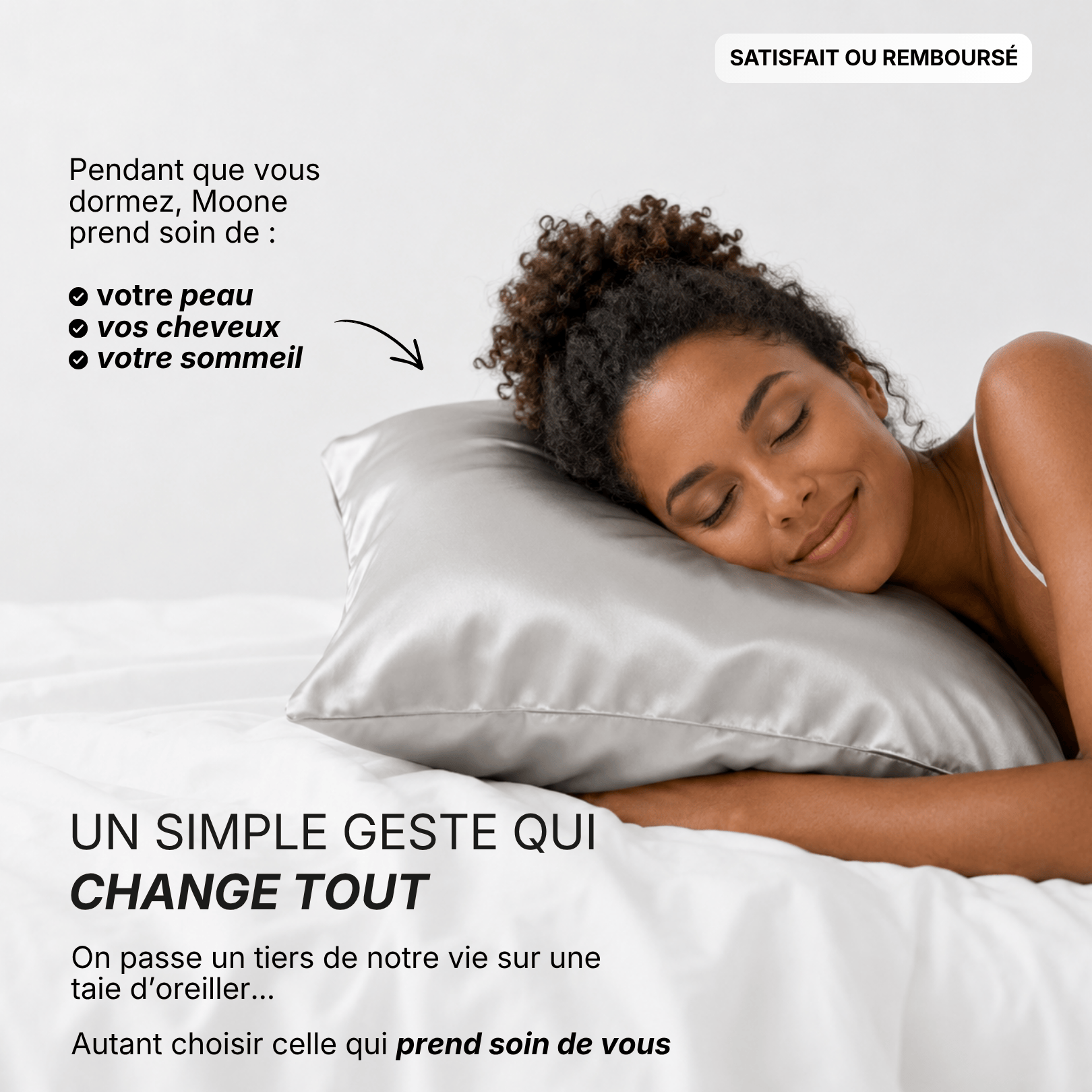 Taie d'oreiller 100% soie de mûrier