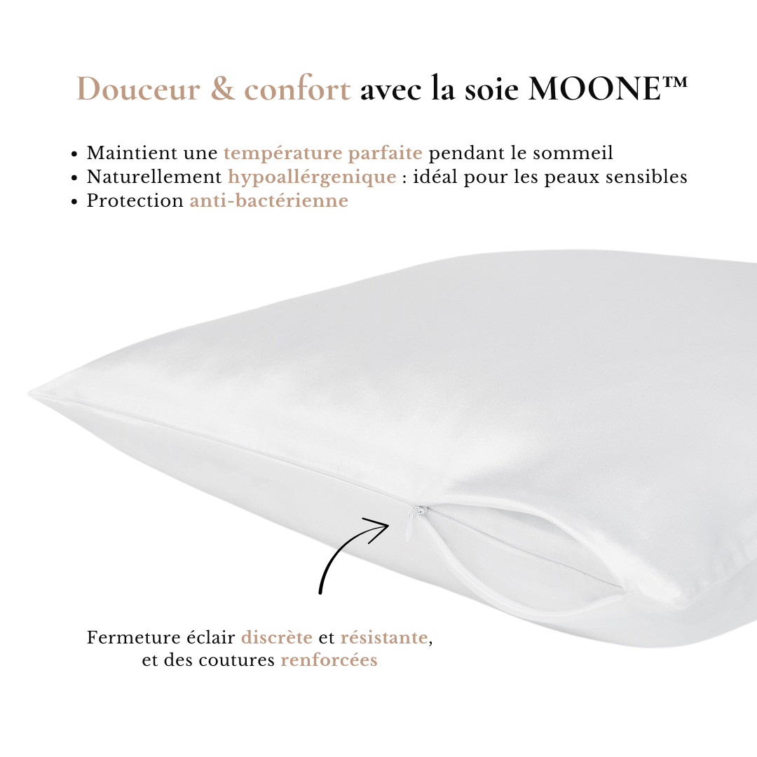 Taie d'oreiller 100% soie de mûrier