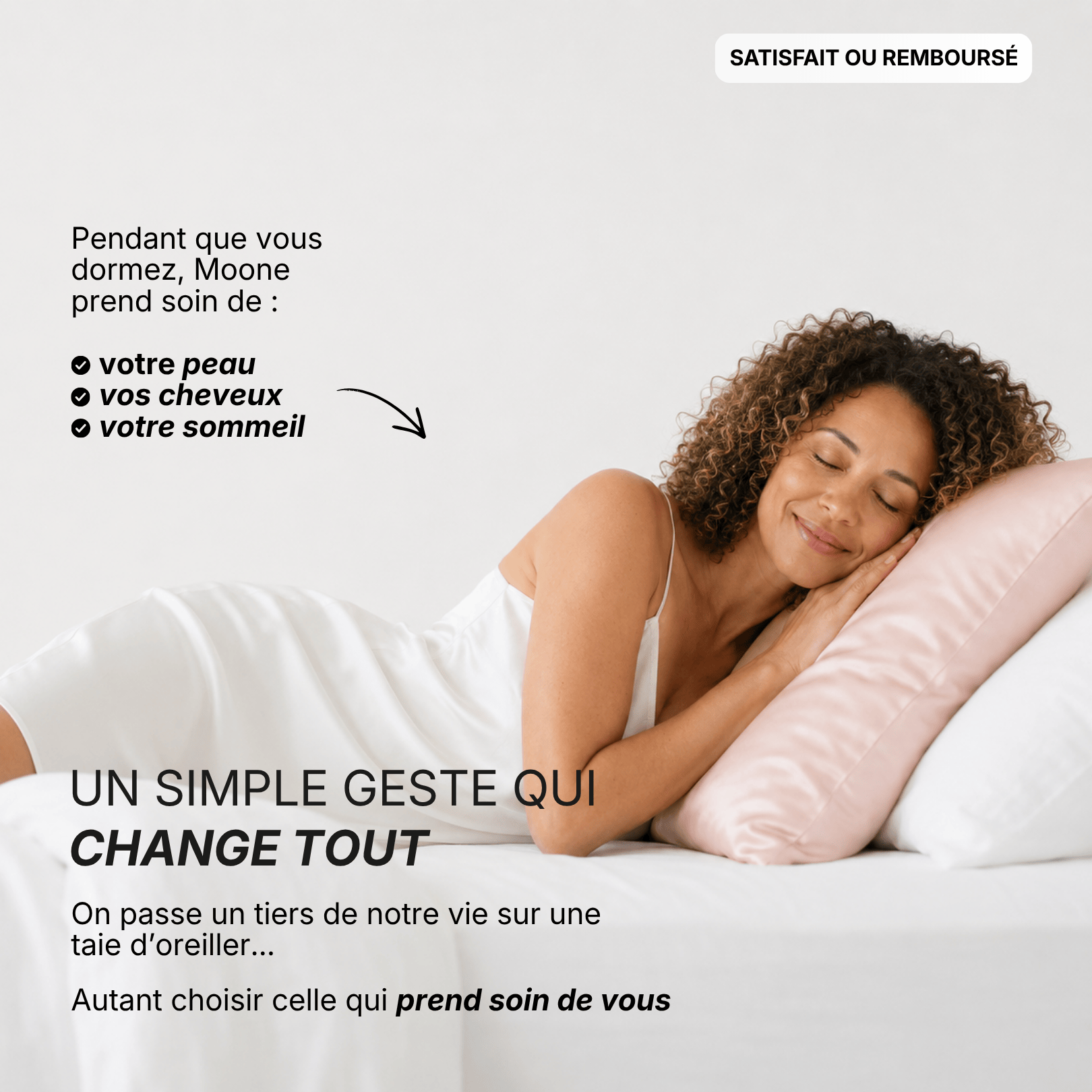 Taie d'oreiller 100% soie de mûrier