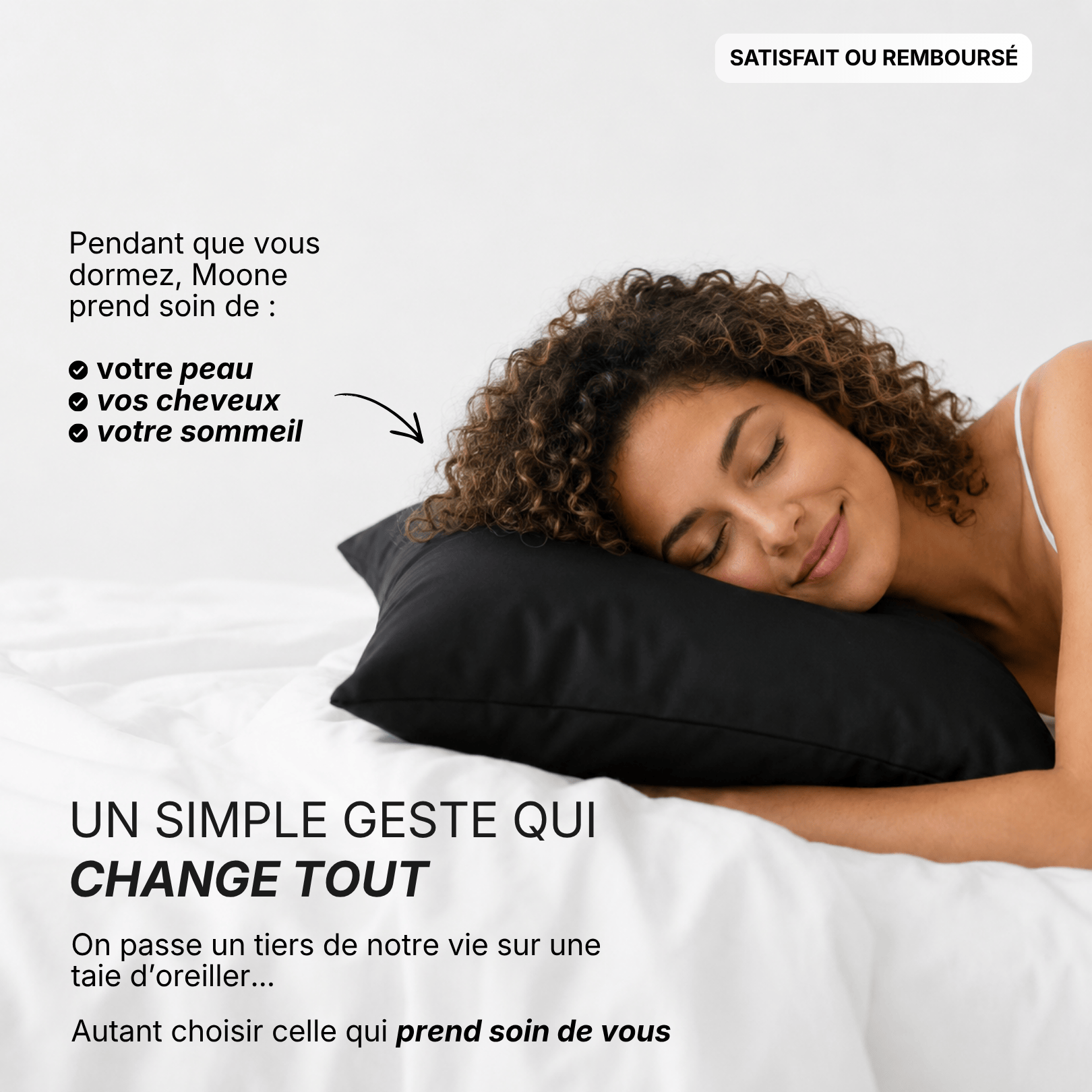 Taie d'oreiller 100% soie de mûrier