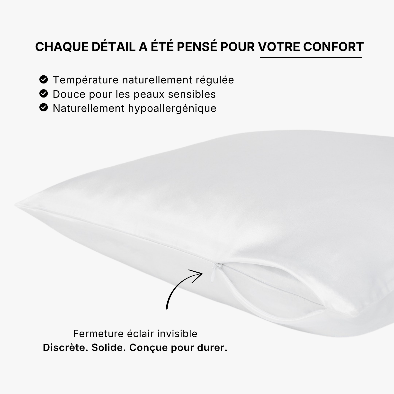 Taie d'oreiller 100% soie de mûrier