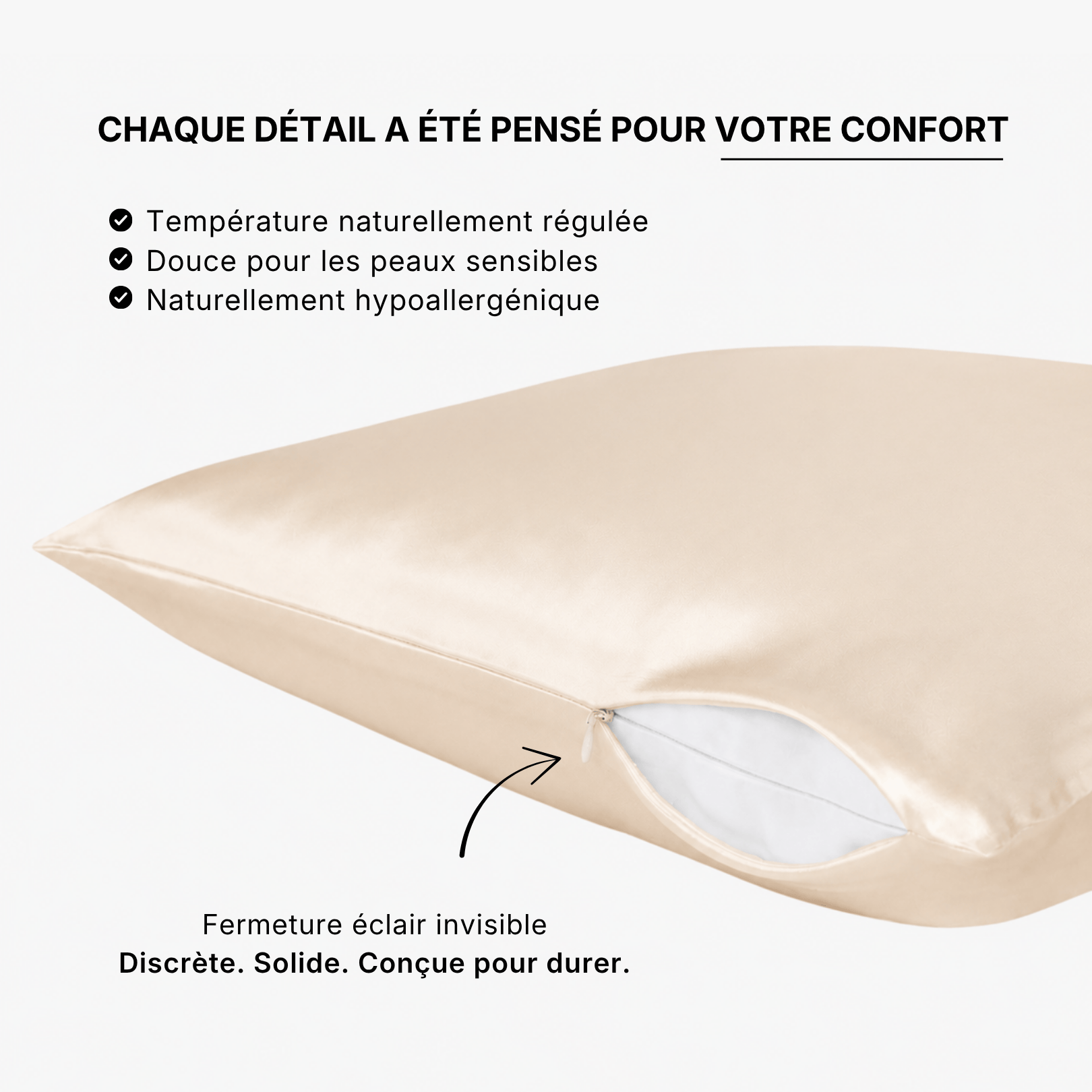 Taie d'oreiller 100% soie de mûrier