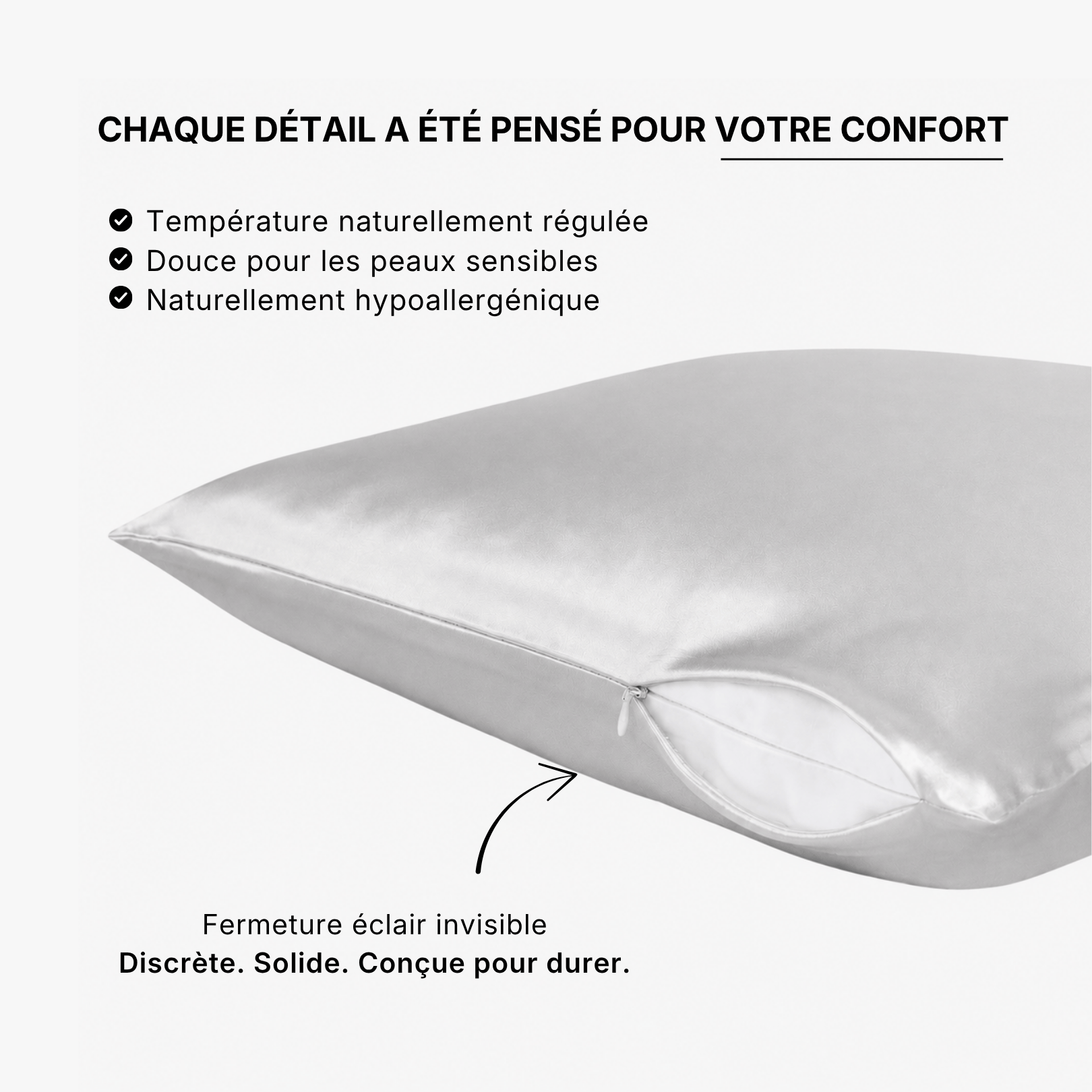 Taie d'oreiller 100% soie de mûrier