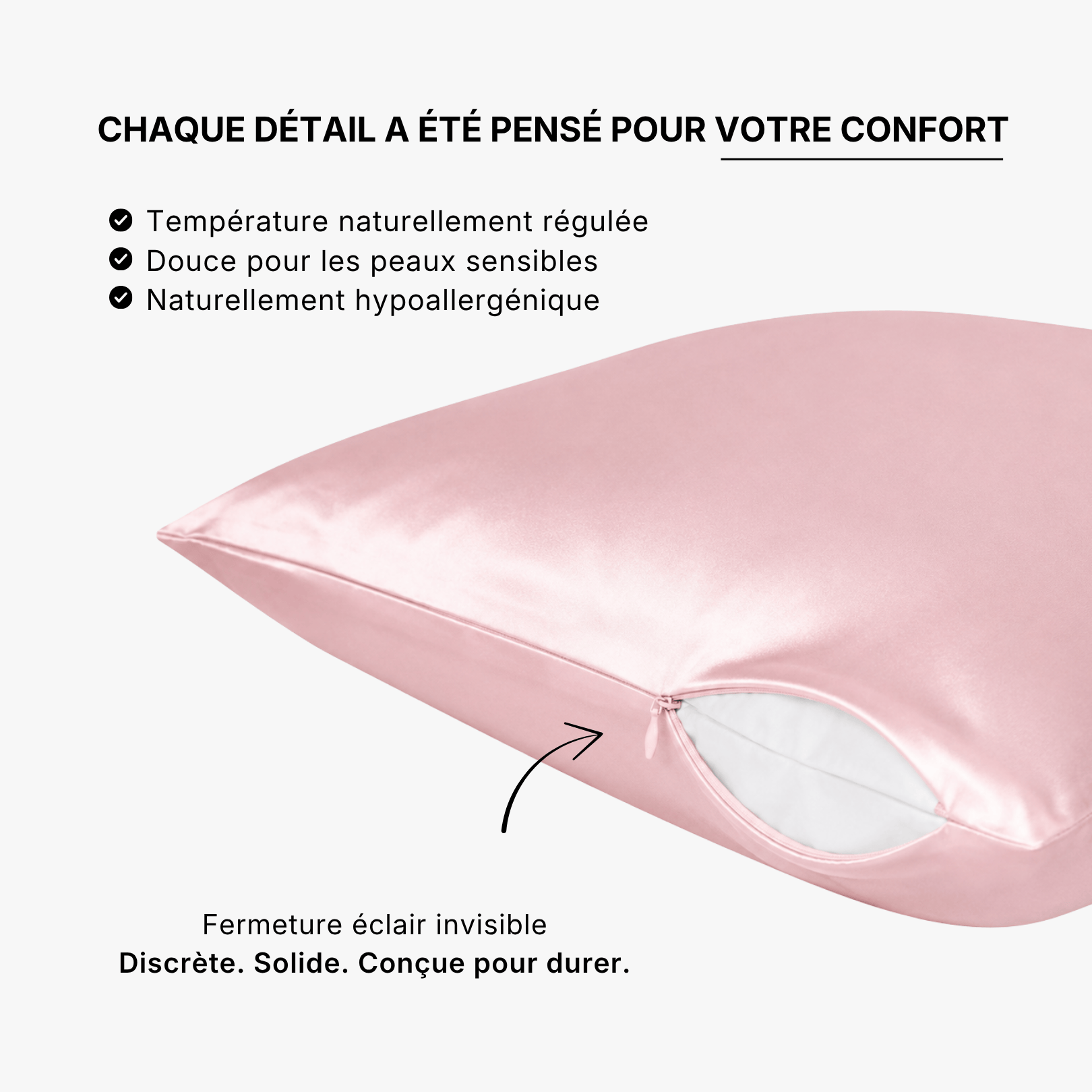 Taie d'oreiller 100% soie de mûrier