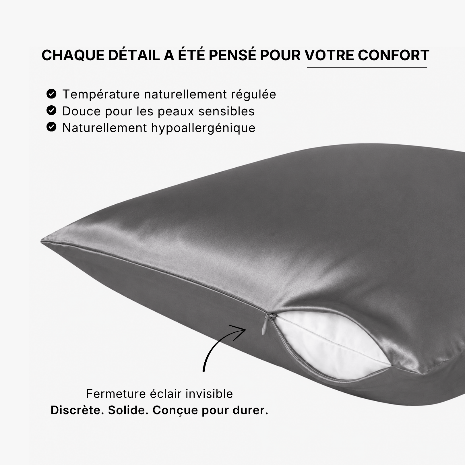 Taie d'oreiller 100% soie de mûrier