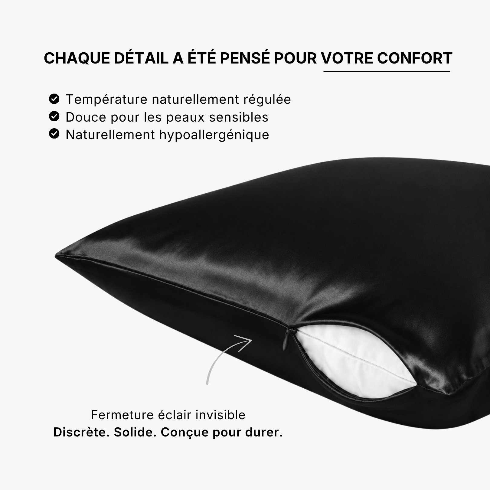 Taie d'oreiller 100% soie de mûrier