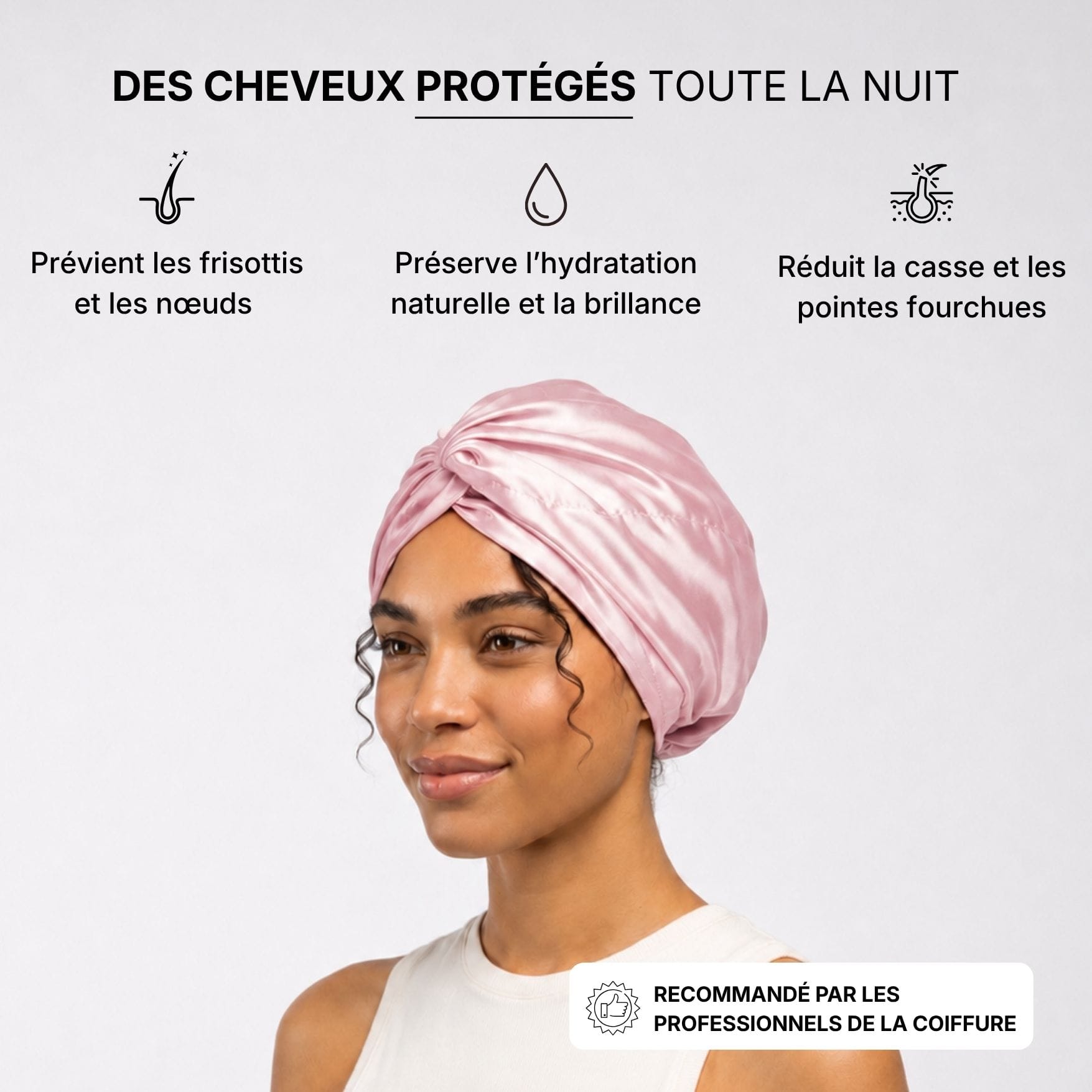 Bonnet de nuit 100% soie de mûrier