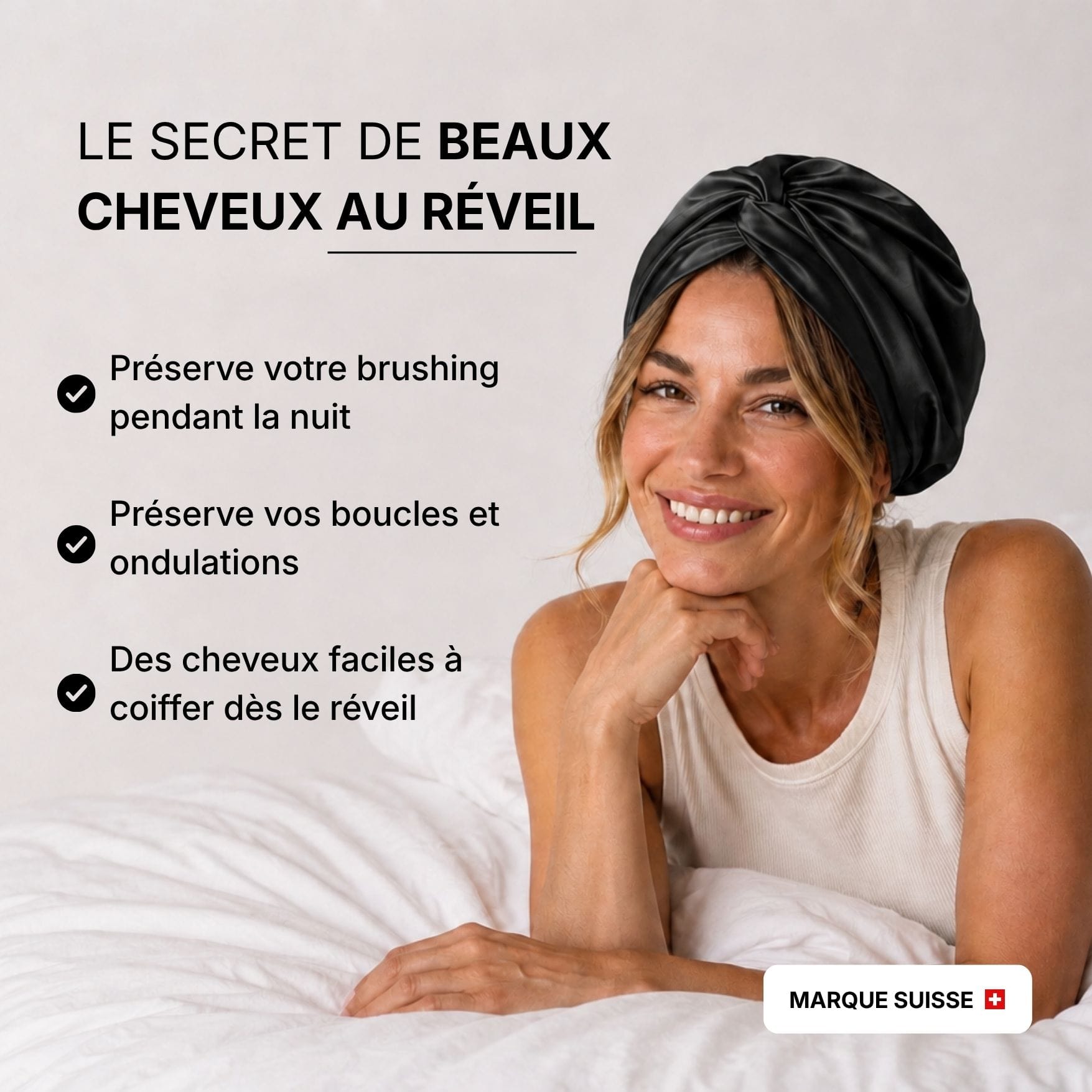 Bonnet de nuit 100% soie de mûrier