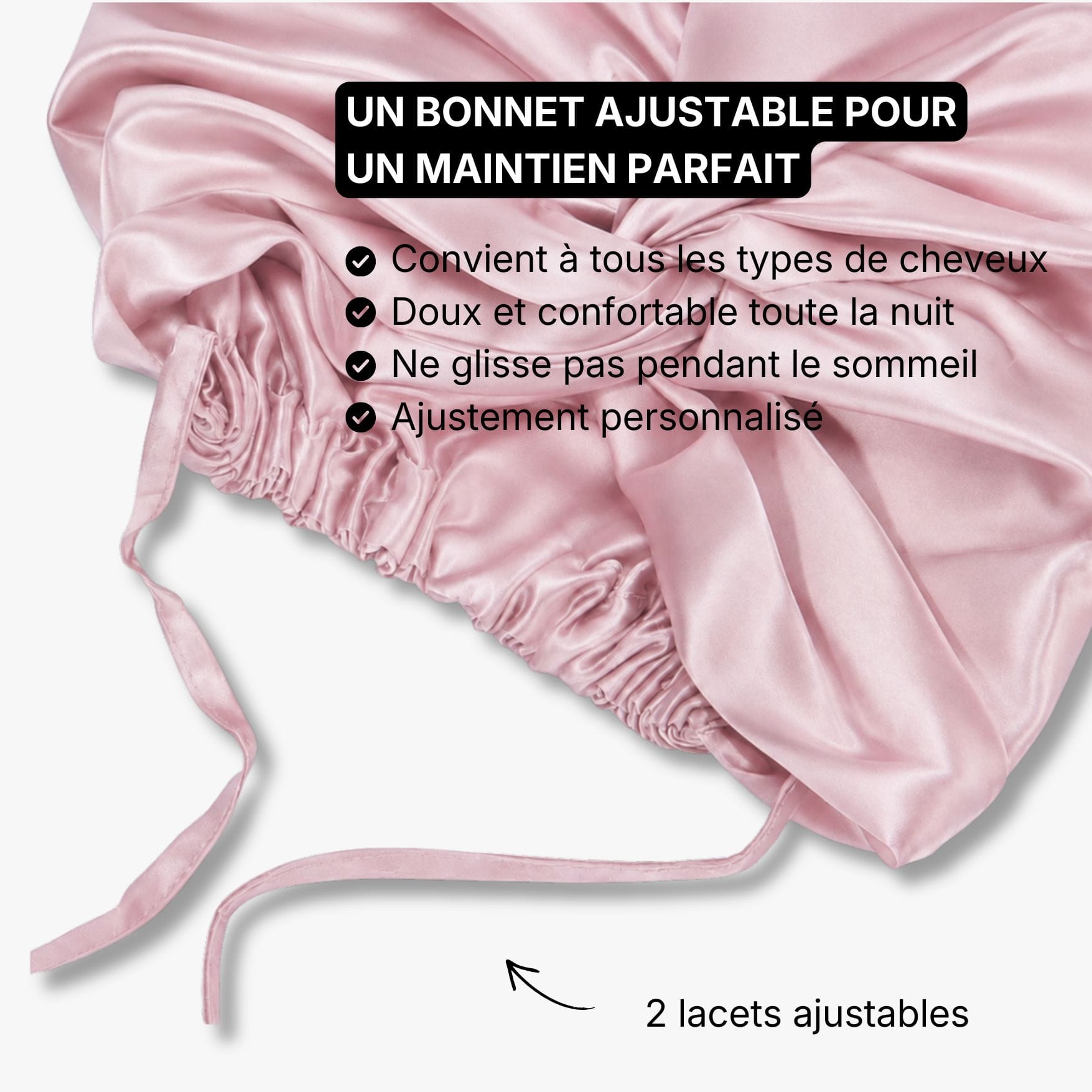Bonnet de nuit 100% soie de mûrier