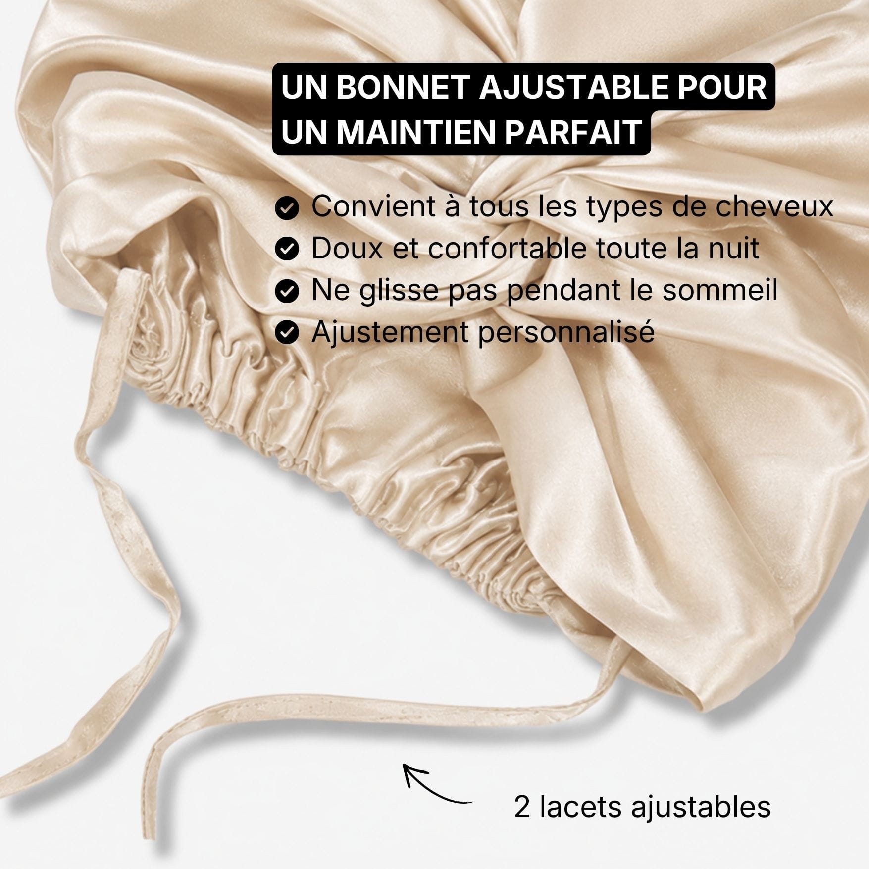 Bonnet de nuit 100% soie de mûrier