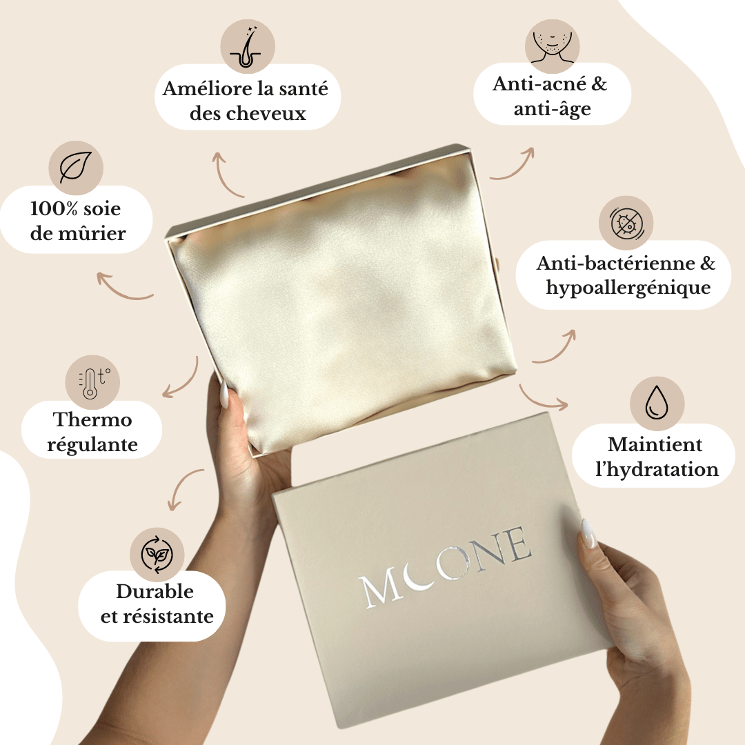 Taie d'oreiller 100% soie de mûrier