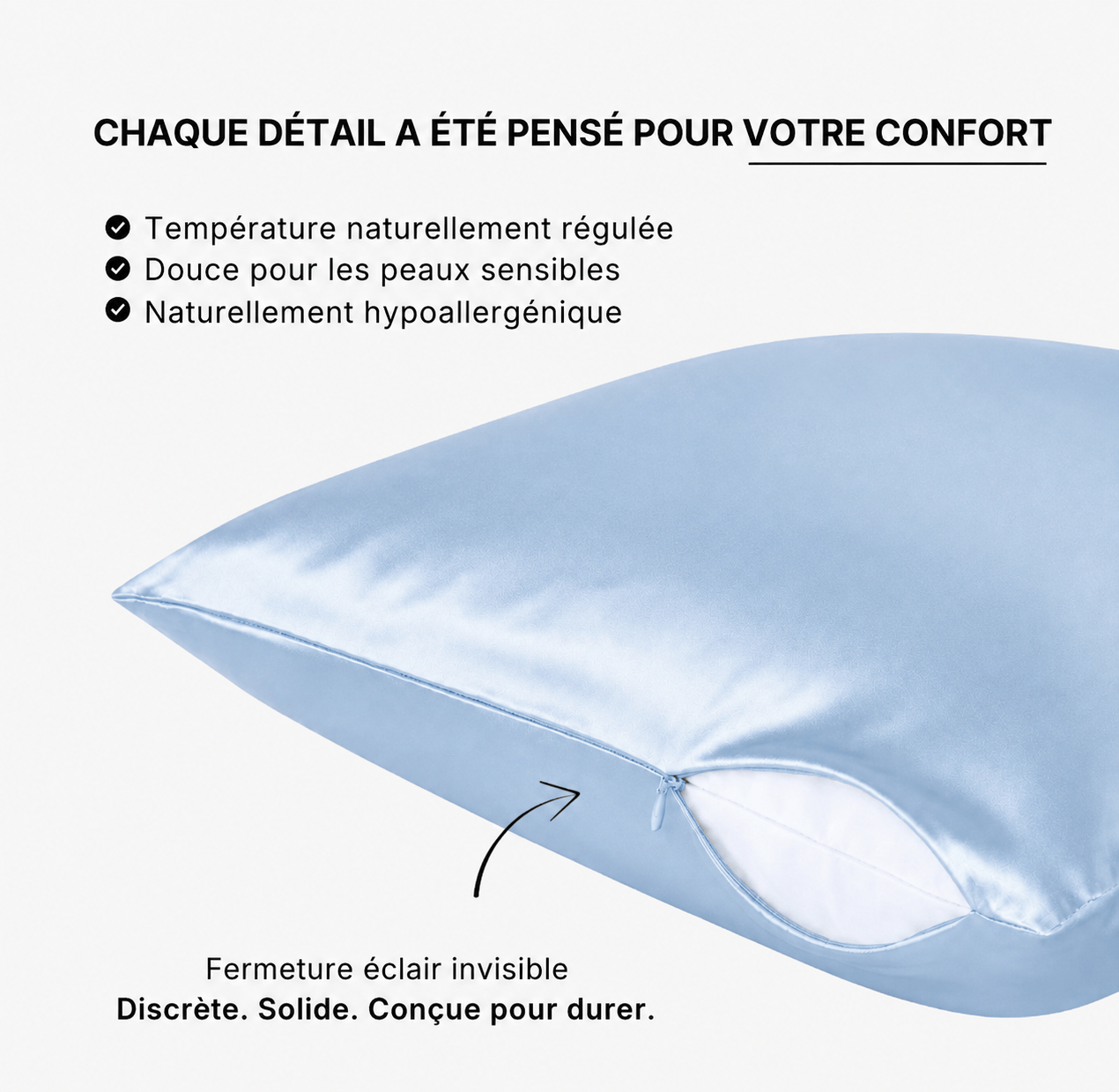 Taie d'oreiller 100% soie de mûrier